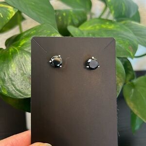 Stunning Grace and Heart Straight Up Black Swarovski Crystal Stud Earrings